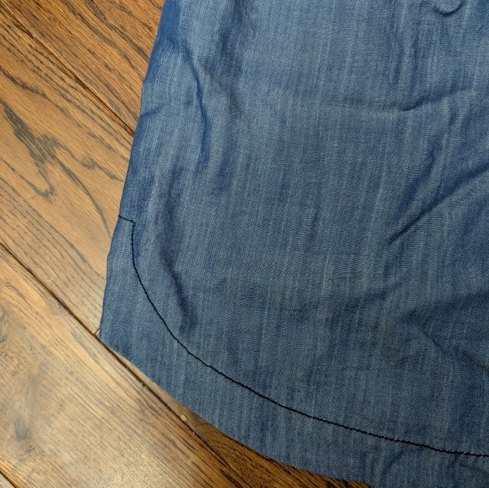 Ann Taylor Loft Lyocell Blue Chambray Sleeveless Drawstring Shirt Dress MP - Picture 7 of 7